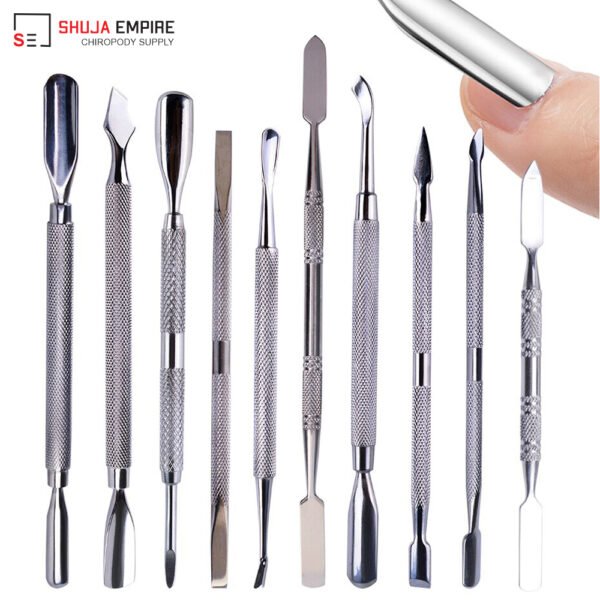 10 Pieces Nail Cuticle Pusher and Cutter Stainless Steel Nail Remover Pusher Double Ended Nail Pedicure manicure Tool Nail Gel Polish