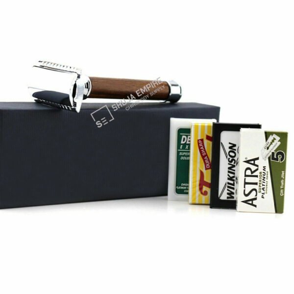 Men's Double Edge Blade Shaving Safety Razor In Wooden Handle